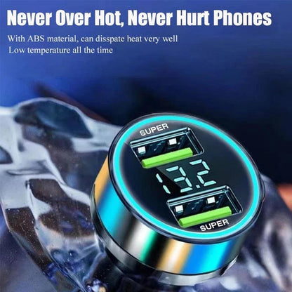 240W Car Charger Dual USB Ports 120W Super Fast Charging with Digital Display Quick Charging Adapter for IPhone Samsung Xiaomi 12v Aux Socket