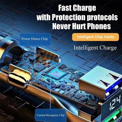 240W Car Charger Dual USB Ports 120W Super Fast Charging with Digital Display Quick Charging Adapter for IPhone Samsung Xiaomi 12v Aux Socket