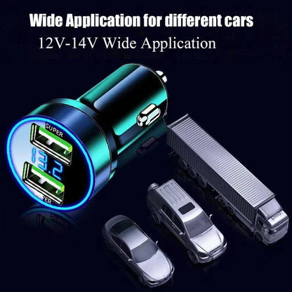 240W Car Charger Dual USB Ports 120W Super Fast Charging with Digital Display Quick Charging Adapter for IPhone Samsung Xiaomi 12v Aux Socket