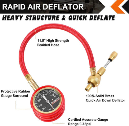 250PSI Digital Tire Pressure Inflator Gauge Aluminum Alloy LCD Tyre Pressure Meter Tyre Inflator Deflator