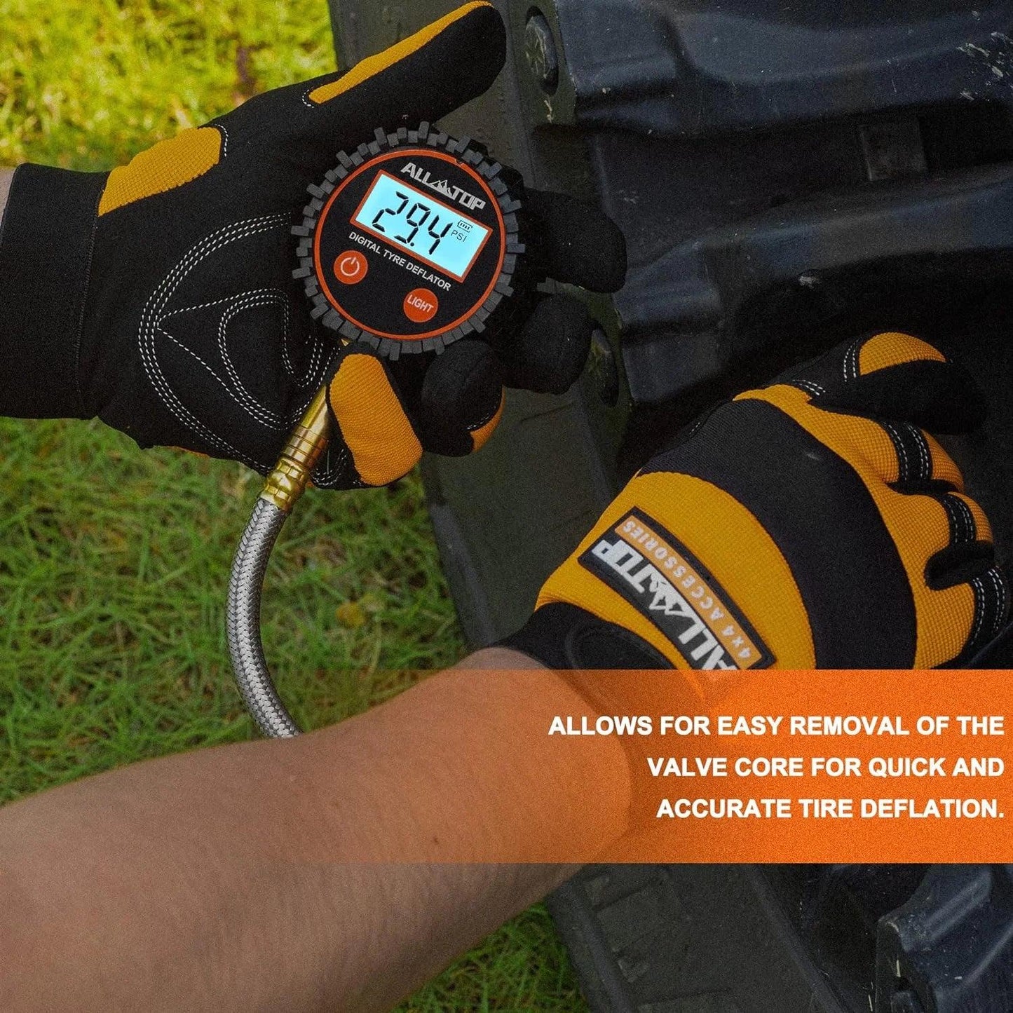 250PSI Digital Tire Pressure Inflator Gauge Aluminum Alloy LCD Tyre Pressure Meter Tyre Inflator Deflator