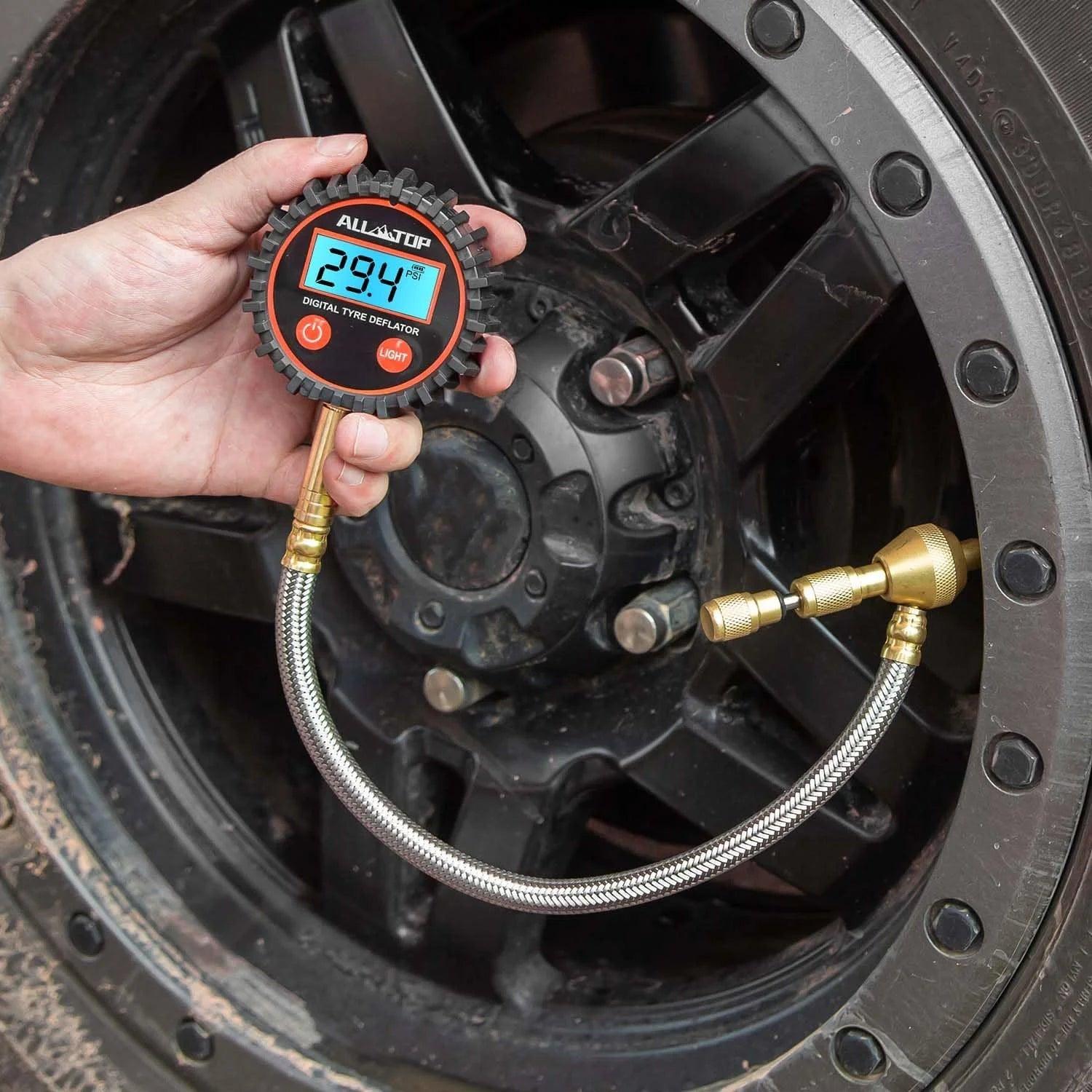 250PSI Digital Tire Pressure Inflator Gauge Aluminum Alloy LCD Tyre Pressure Meter Tyre Inflator Deflator