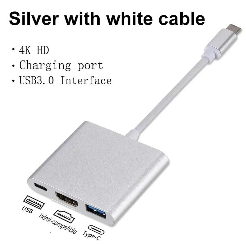 3 IN 1 USB C to HDMI-Compatible Adapter USB 3.1 Hub Type C Charging Converter for Samsung S23 Ultra Huawei Xiaomi Laptop Macbook USB Hub
