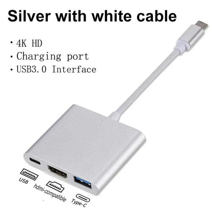 3 IN 1 USB C to HDMI-Compatible Adapter USB 3.1 Hub Type C Charging Converter for Samsung S23 Ultra Huawei Xiaomi Laptop Macbook USB Hub