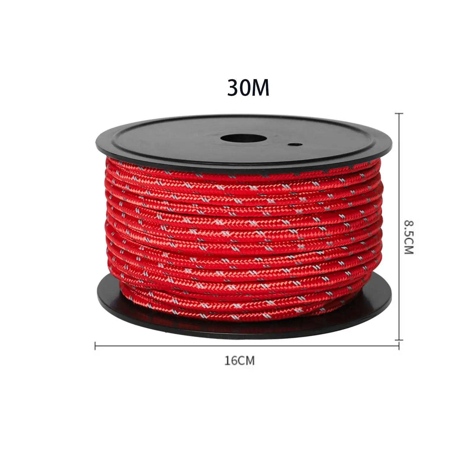 30M 6mm Reflective Tent Rope Guylines Luminous Camping Tent Rope Canopy for Outdoor Travel Canopy Guy Line Tent Rope