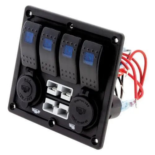 4 Way Switch Panel W/ 50A Plugs Accessory Power Socket & Dual USB Switch Fascia