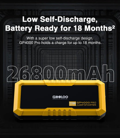 4000A Start Power Bank 26800mAh Jump Starter Car Booster External Battery 12V Starting Device for Petrol Diesel Powerbank Portable Jump Starter