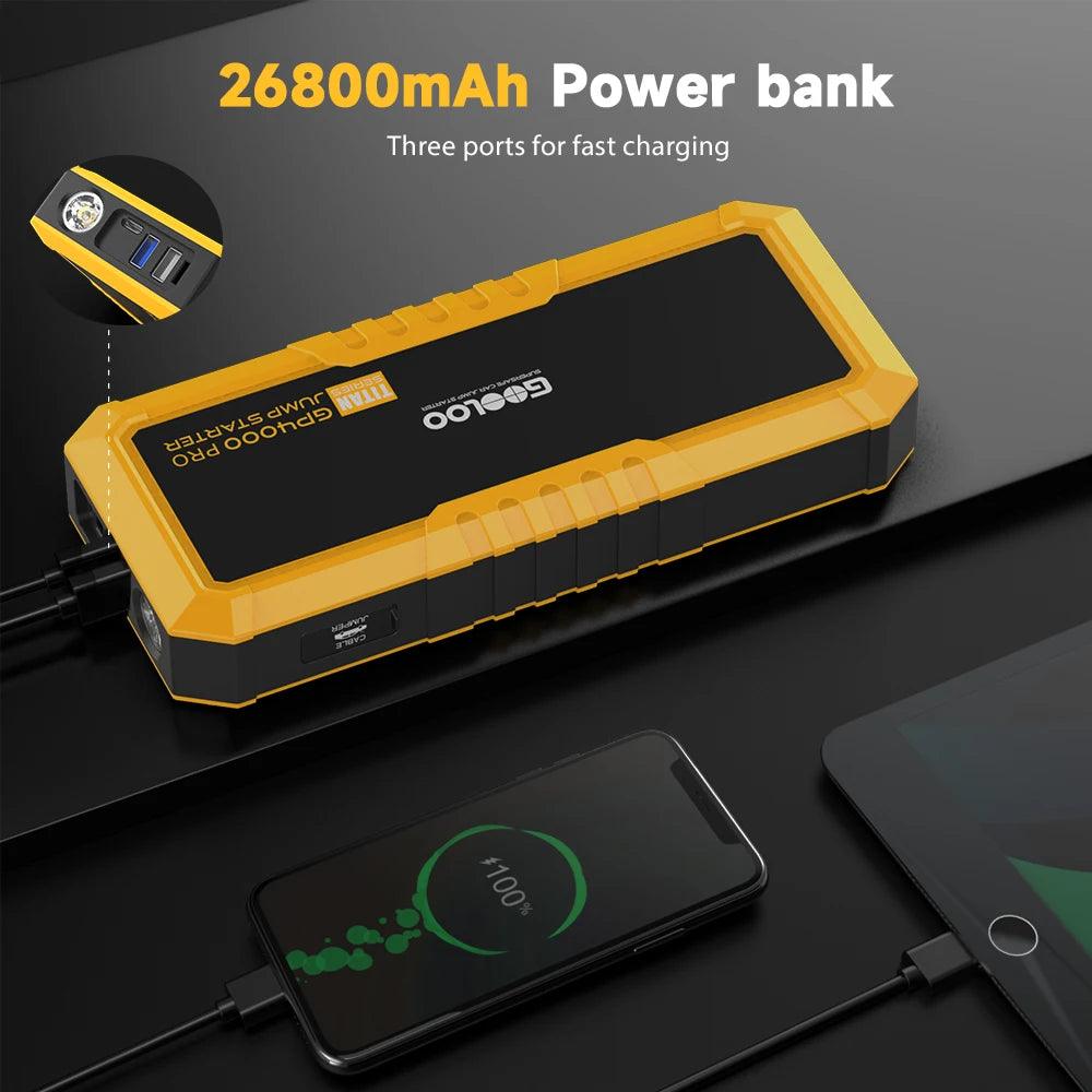 4000A Start Power Bank 26800mAh Jump Starter Car Booster External Battery 12V Starting Device for Petrol Diesel Powerbank Portable Jump Starter