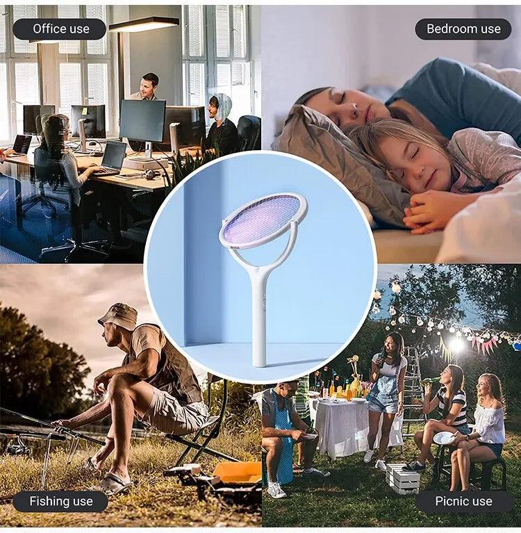 5 In 1 Fast Charging Racket Kill Fly Bug Safety Insulated Battery Powered Lamp ABS Adjustable Electric Mosquito Swatter Bug Zapper