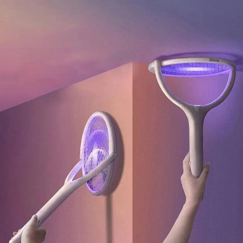 5 In 1 Fast Charging Racket Kill Fly Bug Safety Insulated Battery Powered Lamp ABS Adjustable Electric Mosquito Swatter Bug Zapper