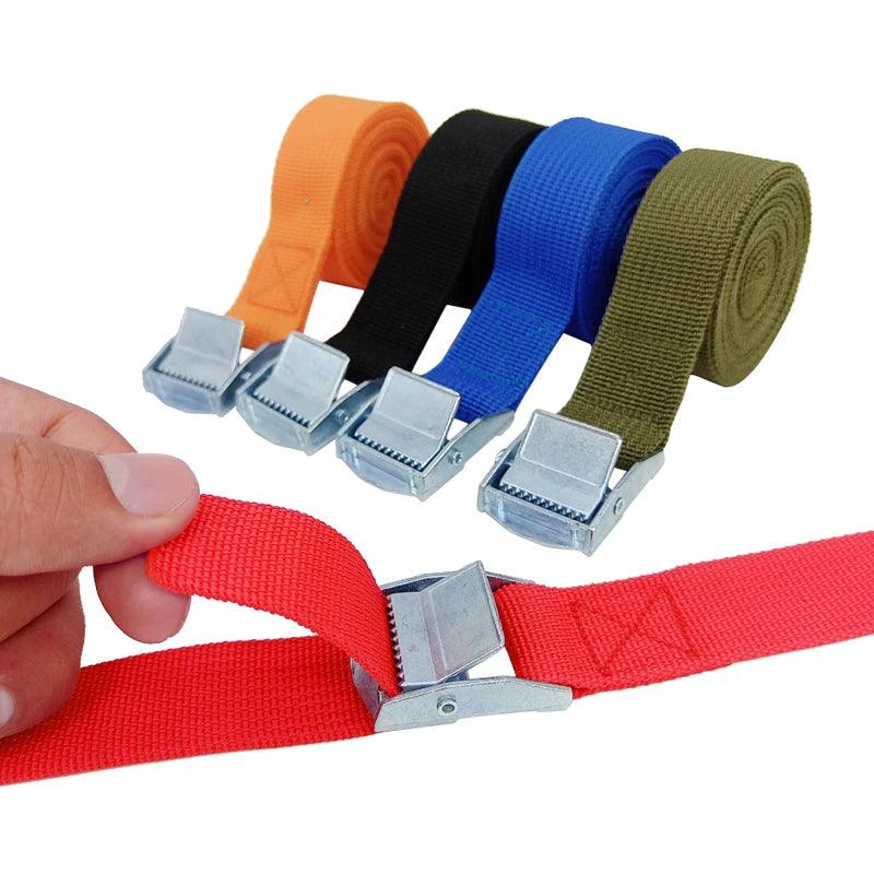 5M Cargo Straps With Buckle Tie-Down Belt for Motorcycle Car Bicycle Metal Tow Rope Strong Ratchet Fixing Belt for Luggage Bag Cargo Straps