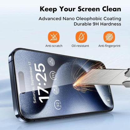 5pcs Tempered Glass For iPhone 15 Pro Max Screen Protector For iphone 14 13 12 11 16 7 8 Plus X XR XS Max Mini Protective Glass - Screen Protector - Open Cut Off - Grid