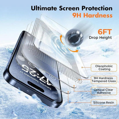 5pcs Tempered Glass For iPhone 15 Pro Max Screen Protector For iphone 14 13 12 11 16 7 8 Plus X XR XS Max Mini Protective Glass - Screen Protector - Open Cut Off - Grid