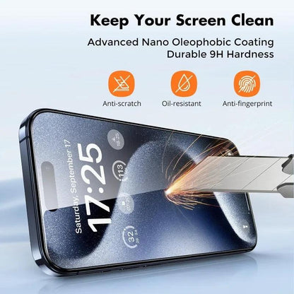5pcs Tempered Glass For iPhone 15 Pro Max Screen Protector For iphone 14 13 12 11 16 7 8 Plus X XR XS Max Mini Protective Glass - Screen Protector - Open Cut Off - Grid