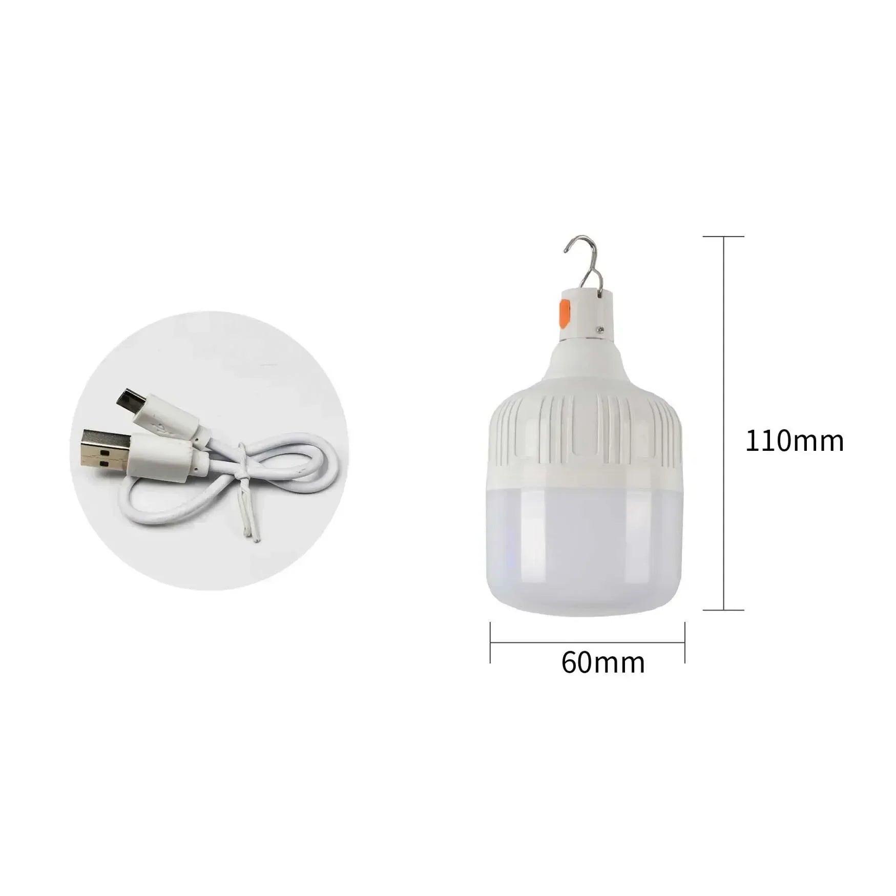 60W Emergency Light Outdoor Camping Supplies Edc Outdoor USB Rechargeable LED Light Bulb Lantern Hiking Sports Entertainment Camp Lighting