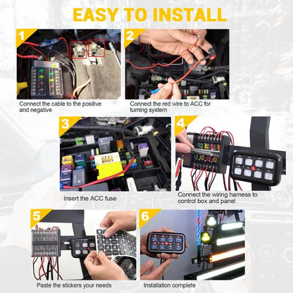 8 Gang On-Off Switch Panel LED Backlight Universal Power System Electronic Relay System Controller for SUV CAMPER RV MARINE Switch Panel