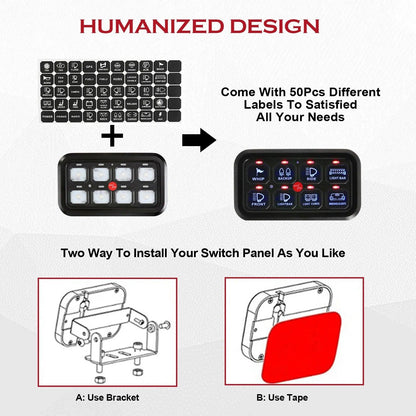8 Gang On-Off Switch Panel LED Backlight Universal Power System Electronic Relay System Controller for SUV CAMPER RV MARINE Switch Panel