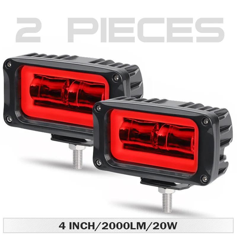 8D 4 inch LED Driving Light Angel Eyes DRL Lamp Work Light White Red Halo Fog Lamp For Car Truck Motorcycle Trailer Tractor ATV - LED Work Lamps - Open Cut Off - Grid