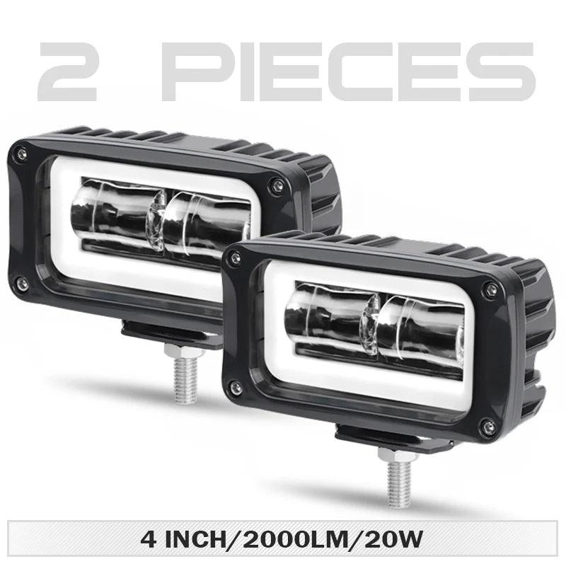 8D 4 inch LED Driving Light Angel Eyes DRL Lamp Work Light White Red Halo Fog Lamp For Car Truck Motorcycle Trailer Tractor ATV - LED Work Lamps - Open Cut Off - Grid