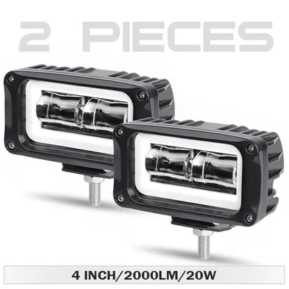 8D 4 inch LED Driving Light Angel Eyes DRL Lamp Work Light White Red Halo Fog Lamp For Car Truck Motorcycle Trailer Tractor ATV - LED Work Lamps - Open Cut Off - Grid