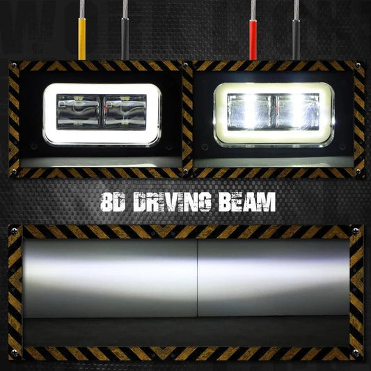 8D 4 inch LED Driving Light Angel Eyes DRL Lamp Work Light White Red Halo Fog Lamp For Car Truck Motorcycle Trailer Tractor ATV - LED Work Lamps - Open Cut Off - Grid