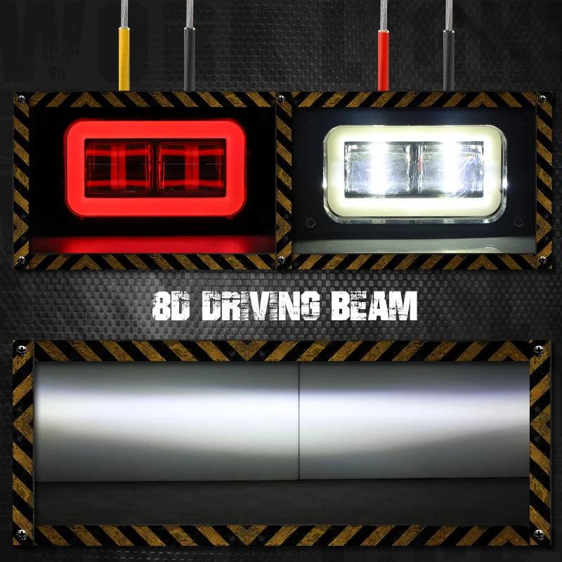 8D 4 inch LED Driving Light Angel Eyes DRL Lamp Work Light White Red Halo Fog Lamp For Car Truck Motorcycle Trailer Tractor ATV - LED Work Lamps - Open Cut Off - Grid