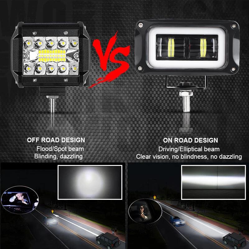 8D 4 inch LED Driving Light Angel Eyes DRL Lamp Work Light White Red Halo Fog Lamp For Car Truck Motorcycle Trailer Tractor ATV - LED Work Lamps - Open Cut Off - Grid