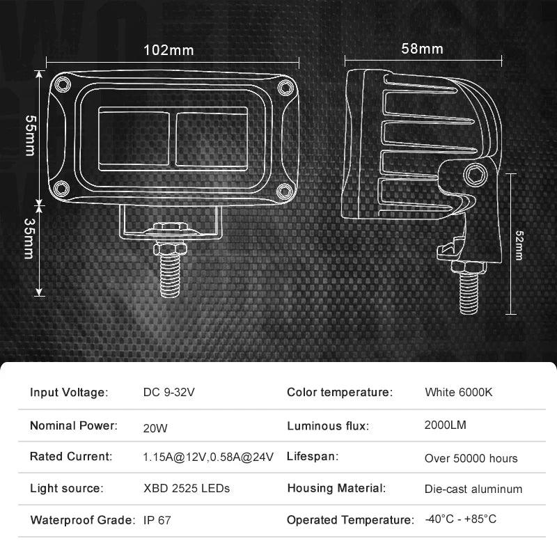 8D 4 inch LED Driving Light Angel Eyes DRL Lamp Work Light White Red Halo Fog Lamp For Car Truck Motorcycle Trailer Tractor ATV - LED Work Lamps - Open Cut Off - Grid
