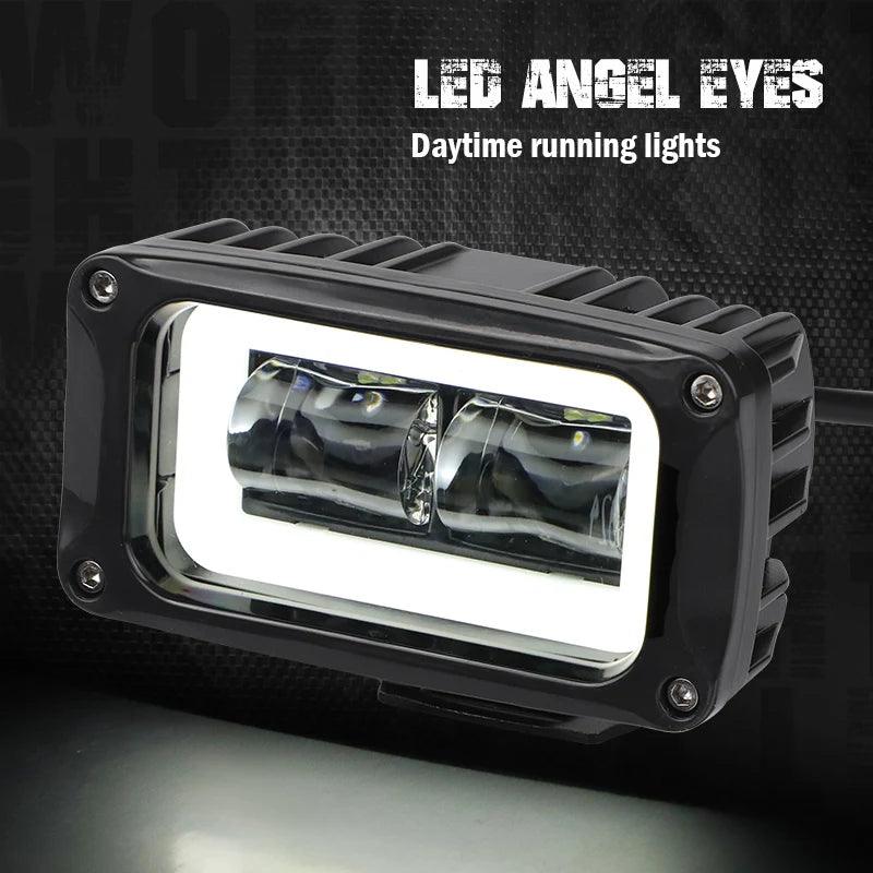 8D 4 inch LED Driving Light Angel Eyes DRL Lamp Work Light White Red Halo Fog Lamp For Car Truck Motorcycle Trailer Tractor ATV - LED Work Lamps - Open Cut Off - Grid