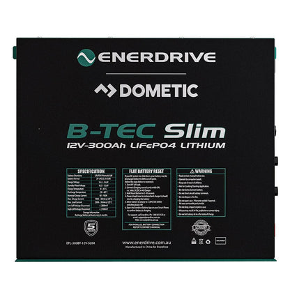 B-TEC 300amp / 12v LiFePO4 BT Slim Metal Case Battery