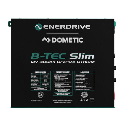 B-TEC 400amp / 12v LiFePO4 BT Slim Metal Case Battery