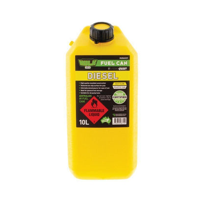 10 Litre Fast Flow Plastic Diesel Jerry Can (Yellow) Hulk 4x4