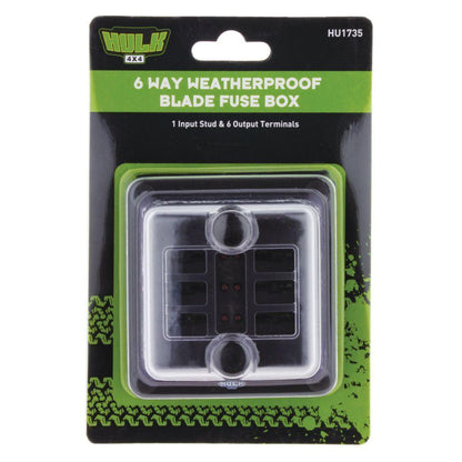 6 Way Weather Proof ATS Blade Fuse Box w/ LEDs Hulk 4x4