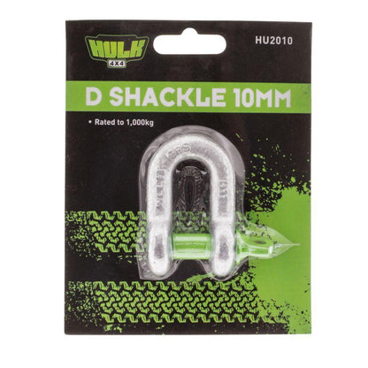 D Shackle 10mm 1,000kg (1pk) Hulk 4x4