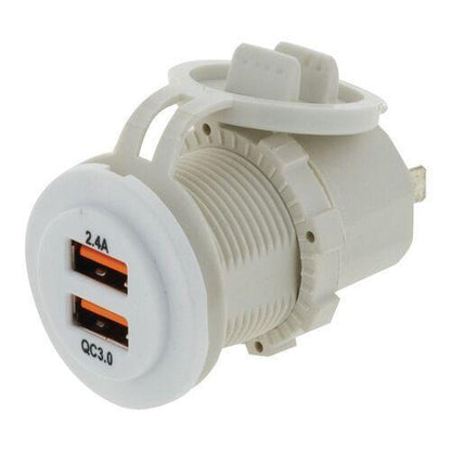 Dual USB White Socket Port 1 2.4A Port 2: QC3.0 Non Led Hulk 4x4