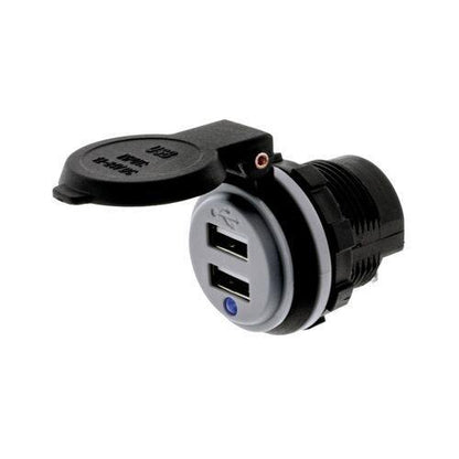 Dual USB Socket - 90 Degree Terminals Hulk 4x4
