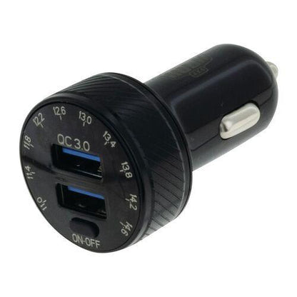 Dual USB in Car Socket Charger Dual QC3.0 With Voltmeter & Switch Hulk 4x4