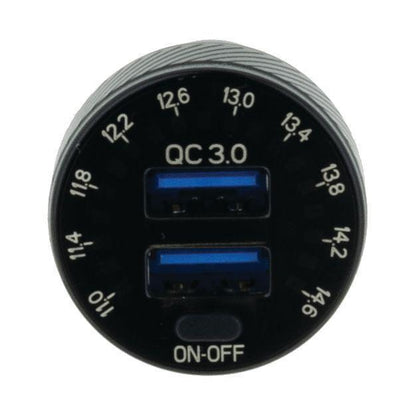 Dual USB in Car Socket Charger Dual QC3.0 With Voltmeter & Switch Hulk 4x4