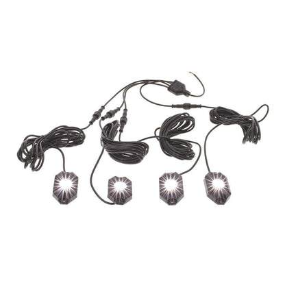 Pkt 4 WHT Led Rock Lights 9-32V 18 Watt 120DEG Flood Beam IP68 Hulk 4x4