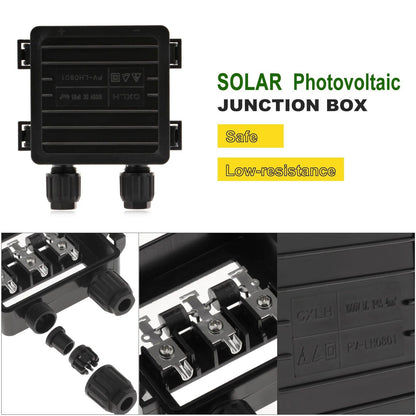 Solar Junction Box PV Connector with 2 Diodes for Panel 50W-170W 6A Open Cut Off-Grid