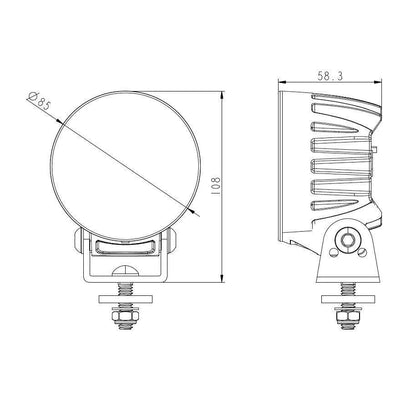 Led Round Flood Beam Worklamp 9 - 36V 4 Led’s 3,800 Lumens