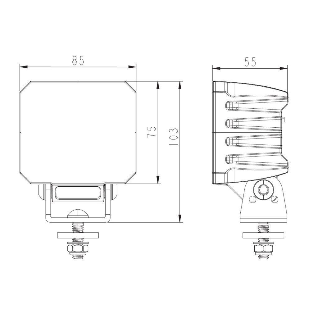 Led Square Flood Beam Worklamp 60 Deg 9 - 36V 4 Led’s 3,800 Lumens