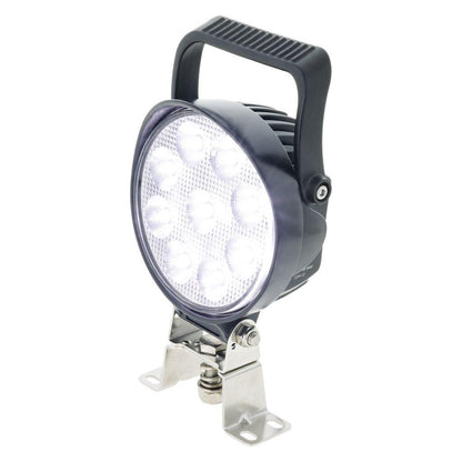 Led Round Spot Beam Worklamp W/ Handle & Switch Black Housing