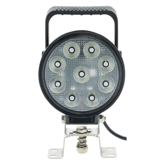 Led Round Spot Beam Worklamp W/ Handle & Switch Black Housing