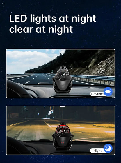 Marine Navigation Compass Black With Electronic LED Light Electronic Sea Pivoting Marine Compass For Marine Boat 12V