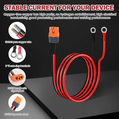 XT60i to O Ring Terminal Cable 10 AWG XT60i Female to O Ring Connector XT60i-F Extension Cable for Power Solar Open Cut Off-Grid