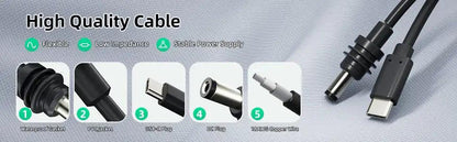 2M/6.5FT Starlink Mini USB C to DC Power Cable USB Type-C Input to Waterproof Barrel Jack Charging Cord for 65W+ PD Source Open Cut Off-Grid