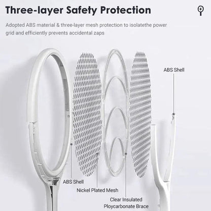 5 In 1 Fast Charging Racket Kill Fly Bug Safety Insulated Battery Powered Lamp ABS Adjustable Electric Mosquito Swatter Open Cut Off-Grid