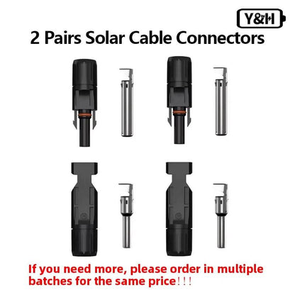 Y&H 2 Pairs Male＆Female Waterproof Plug PV Cable Connector for Solar Inverter Panels PV Systems and Wire Connection Open Cut Off-Grid