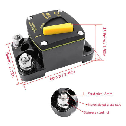 50A 60A 80A 100A 150A 200A 250A 300A AMP Circuit Breaker Fuse Reset 12-48V DC Breaker Waterproof 2022 Open Cut Off-Grid
